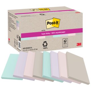 Post-it Haftnotizen super sticky Recycling notes Pastell
