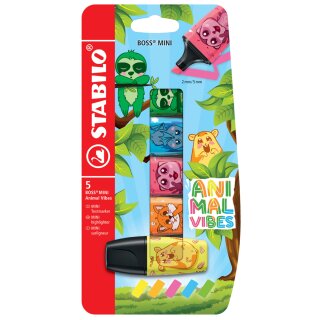 STABILO Textmarker BOSS MINI Animal Vibes 5er Kartonetui