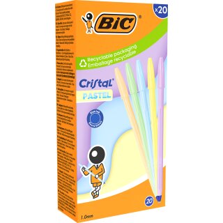 BIC Kugelschreiber Cristal Pastel Strichfarbe: blau 20er