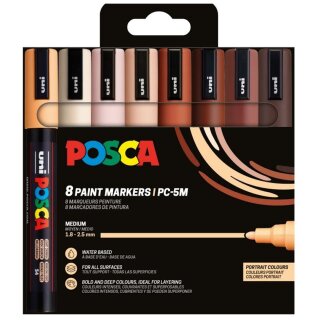 POSCA Pigmentmarker PC-5M 8er Set Porträtfarben