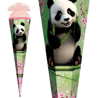 ROTH Schultüte "Panda" eckig 850 mm mit Glitzerborte