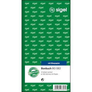 sigel Formularbuch "Bonbuch" 105 x 200 mm zufällige Farbe 360 Abrisse 5 Stück