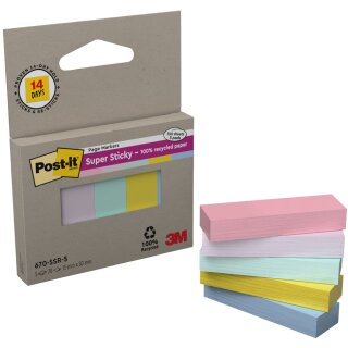 Post-it Super Sticky Page Marker Pastell 15 x 50 mm 5 Blöcke á 70 Blatt