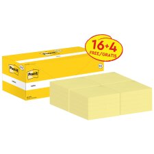 Post-it Haftnotizen notes 76 x 76 mm gelb 20 Blöcke...