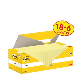 Post-it Haftnotizen notes 76 x 76 mm gelb 24 Blöcke á 100 Blatt