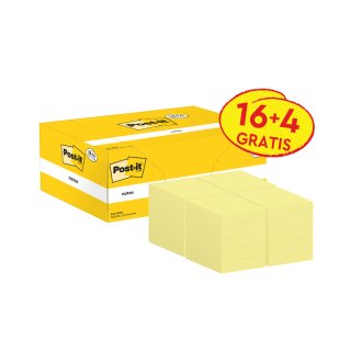 Post-it Haftnotizen notes 51 x 38 mm gelb Promotion 20 Blöcke á 100 Blatt
