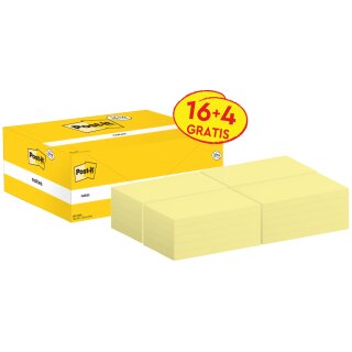 Post-it Haftnotizen notes 127 x 76 mm gelb 20 Blöcke á 100 Blatt