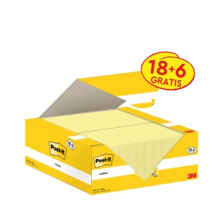 Post-it Haftnotizen notes 51 x 38 mm gelb Promotion 24 Blöcke á 100 Blatt
