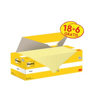 Post-it Haftnotizen notes 127 x 76 mm gelb 24 Blöcke á 100 Blatt