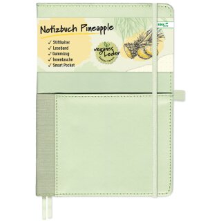 RNK Verlag Notizbuch Vegan "Pineapple" punktkariert DIN A5 pastell-grün 96 Blatt