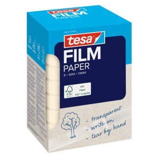 tesa Film PAPER transparent 19 mm x 66 m Office Box 8 Rollen