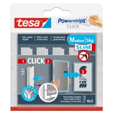 tesa Powerstrips CLICK Klettstreifen MEDIUM Slim weiß