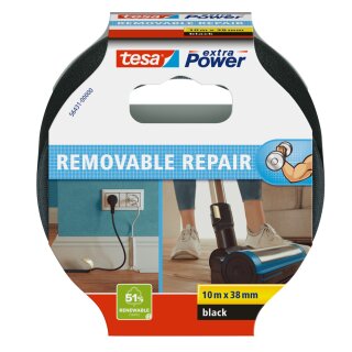 tesa Gewebeband extra Power REMOVABLE REPAIR schwarz 38 mm x 10 m