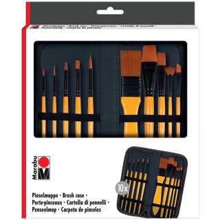 Marabu Pinselmappe bestückt mit 10 Acrylpinseln