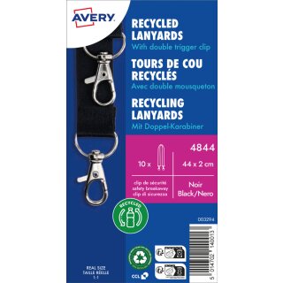 AVERY Lanyard mit Doppel-Karabiner 20 x 440 mm schwarz 10 Stück