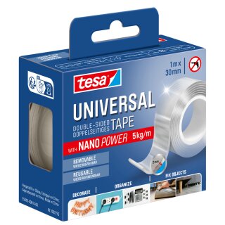 tesa Doppelseitiges Klebeband NANO POWER 30 mm x 1 m transparent
