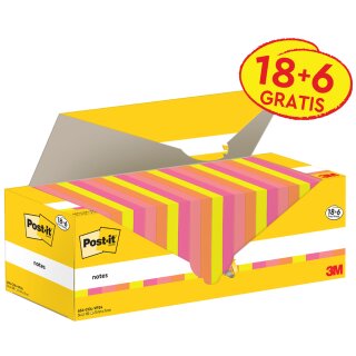Post-it Haftnotizen notes 76 x 76 mm farbig 24 Blöcke á 100 Blatt
