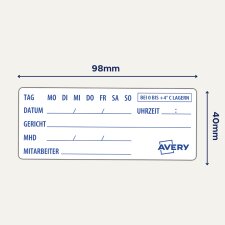 AVERY Proben-Etiketten mit Tagesfeldern 98 x 40 mm weiß 300 Etiketten