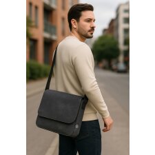 STOP Notebook-Umhängetasche RPET-Filz dunkelgrau