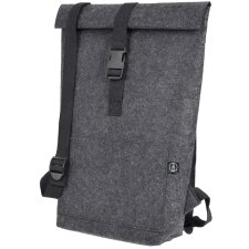 STOP Rolltop-Notebook-Rucksack RPET-Filz dunkelgrau