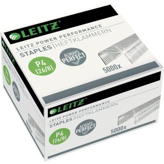 LEITZ Heftklammern 26/8 Power Perfomance P4 silber 5.000 Stück