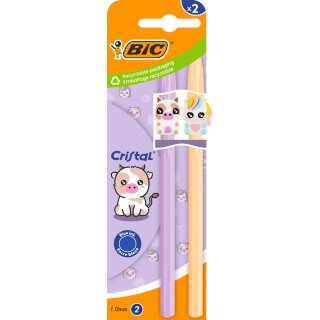 BIC Kugelschreiber Cristal Pastel Figurines lila & rot 2 Stifte