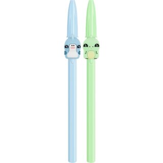 BIC Kugelschreiber Cristal Pastel Figurines blau + grün 2 Stifte