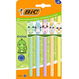 BIC Kugelschreiber Cristal Pastel Figurines 5er Blister