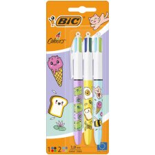BIC Druckkugelschreiber 4 Colours Kawaii 3er Blister