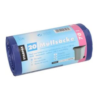STARPAK Mülleimerbeutel HDPE 70 Liter blau 20 Beutel auf Rolle