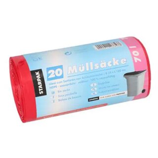 STARPAK Mülleimerbeutel HDPE 70 Liter rot 20 Beutel auf Rolle