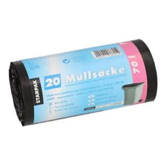 STARPAK Mülleimerbeutel HDPE 70 Liter schwarz 20 Beutel auf Rolle