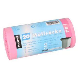 STARPAK Mülleimerbeutel HDPE 70 Liter pink 20 Beutel auf Rolle