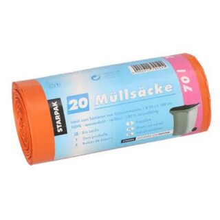 STARPAK Mülleimerbeutel HDPE 70 Liter orange 20 Beutel auf Rolle