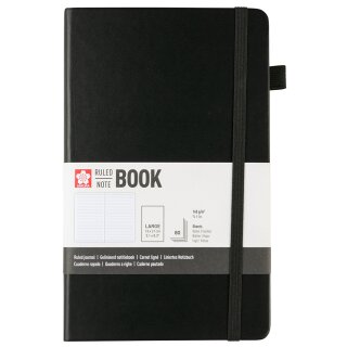 SAKURA Notizbuch 130 x 210 mm liniert schwarz 80 Blatt
