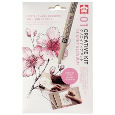 SAKURA Kreativ-Set Kirschblüte 3 Stifte + Papier