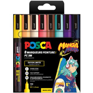 POSCA Pigmentmarker PC-3M 8er Set MANGA HERO