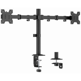LogiLink Doppel-Monitorhalterung Armlänge: 376 mm schwarz mit Klemme