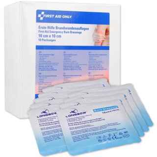 FIRST AID ONLY Brandwunden-Auflage 100 x 100 mm 10er Pack