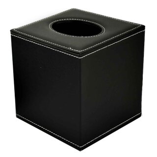 deflecto Kosmetiktuch-Spenderbox quadratisch schwarz aus Kunstleder