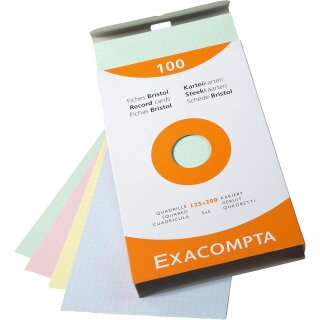 EXACOMPTA Karteikarten 125 x 200 mm kariert farbig 100 Karteikarten