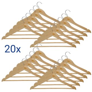 MAUL Holz-Kleiderbügel MAULmira mit Steg natur 20er Pack