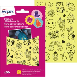 AVERY Reflektierende Sticker "Gesichter" silber 56 Sticker auf 2 Bögen