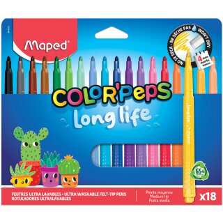 Maped Fasermaler COLORPEPS Long Life 18er Kartonetui
