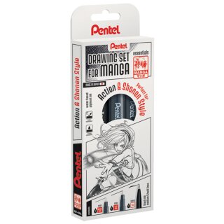 Pentel Fineliner-Set "Manga Action" schwarz 3er Etui
