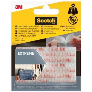 Scotch Klettbandverschluss Extreme transparent 25 x 75 mm