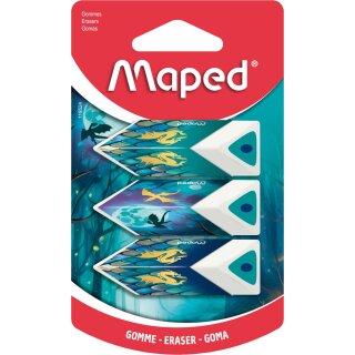 Maped Kunststoff-Radierer Pyramide DRAGON 3er Blister
