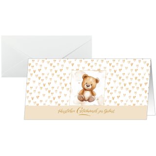sigel Geburtskarten-Set "Teddy" DIN lang 10er Set aus Weißkarton