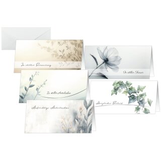 sigel Trauerkarten-Set "Floral" DIN lang 10er Set