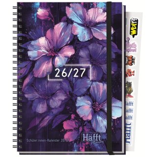 Häfft Schülerkalender Planer Premium "Dark Bloom" 2026/2027 DIN A5